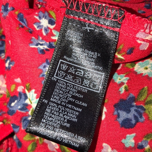 Forever 21 Floral Print Red Elastic Hem Boho Top - Picture 6 of 6